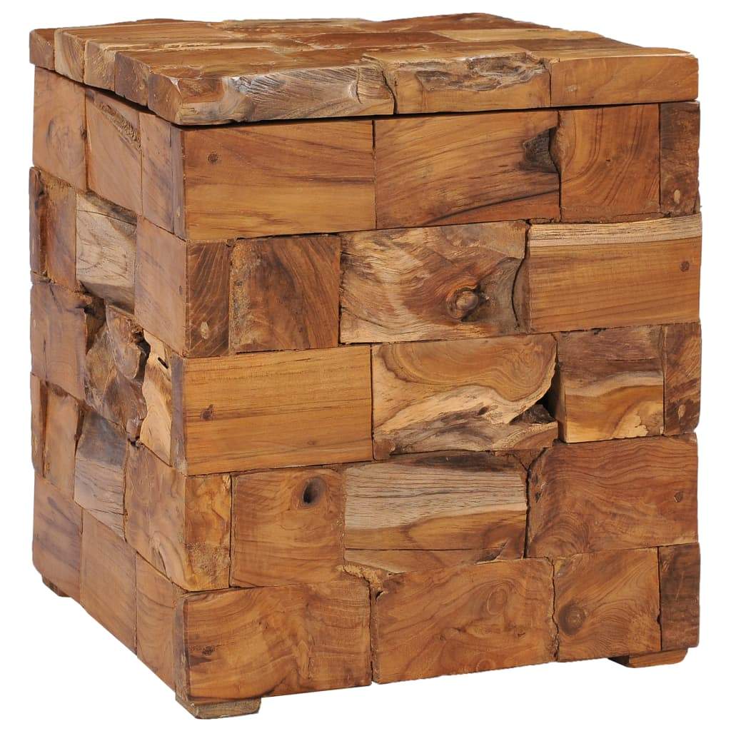 vidaXL Storage Stool Solid Teak Wood-0