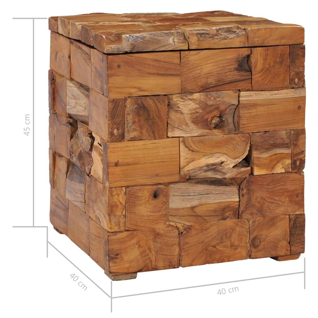 vidaXL Storage Stool Solid Teak Wood-6