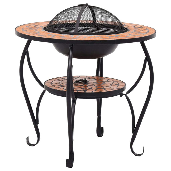vidaXL Mosaic Fire Pit Table 26.8" Ceramic Fireplace Heater Multi Designs-1