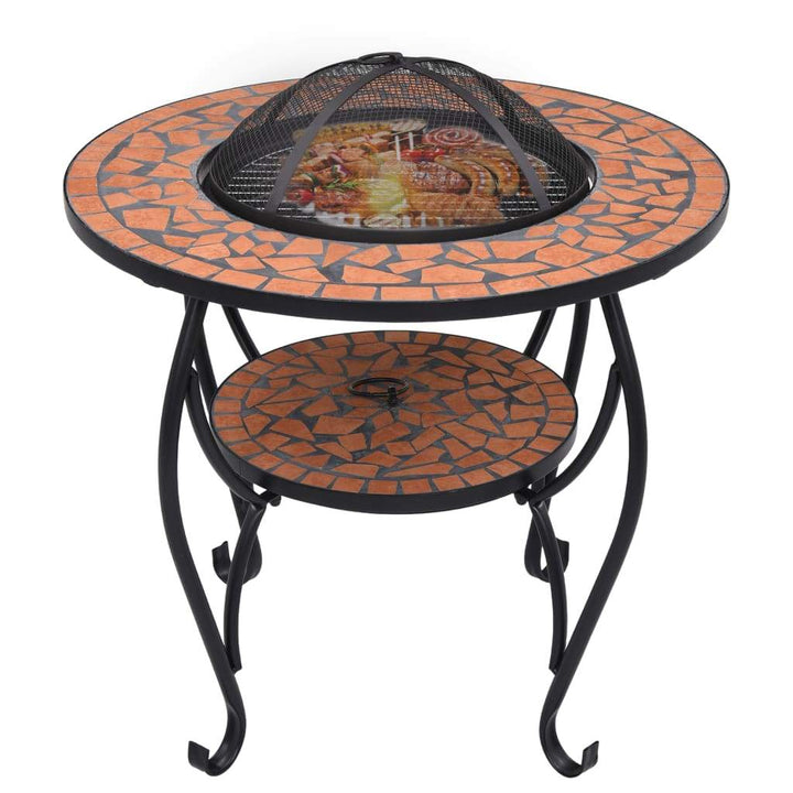 vidaXL Mosaic Fire Pit Table 26.8" Ceramic Fireplace Heater Multi Designs-2