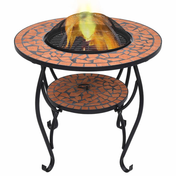 vidaXL Mosaic Fire Pit Table 26.8" Ceramic Fireplace Heater Multi Designs-0