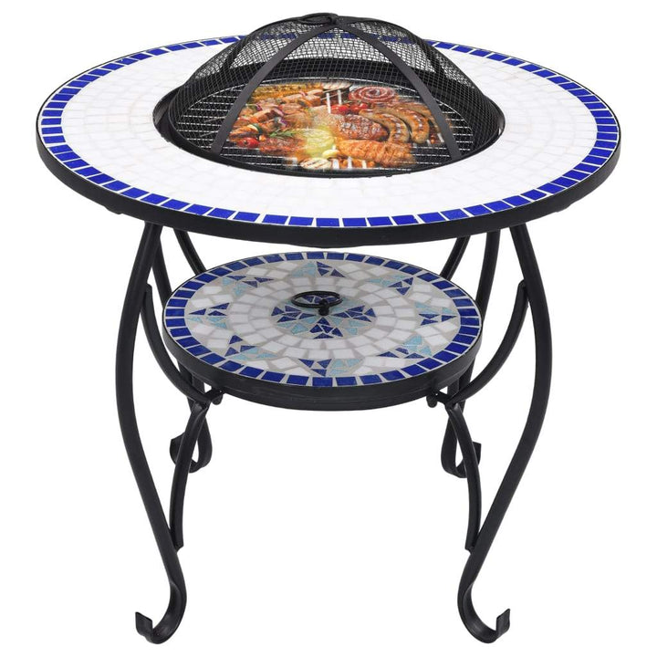 vidaXL Mosaic Fire Pit Table 26.8" Ceramic Fireplace Heater Multi Designs-5