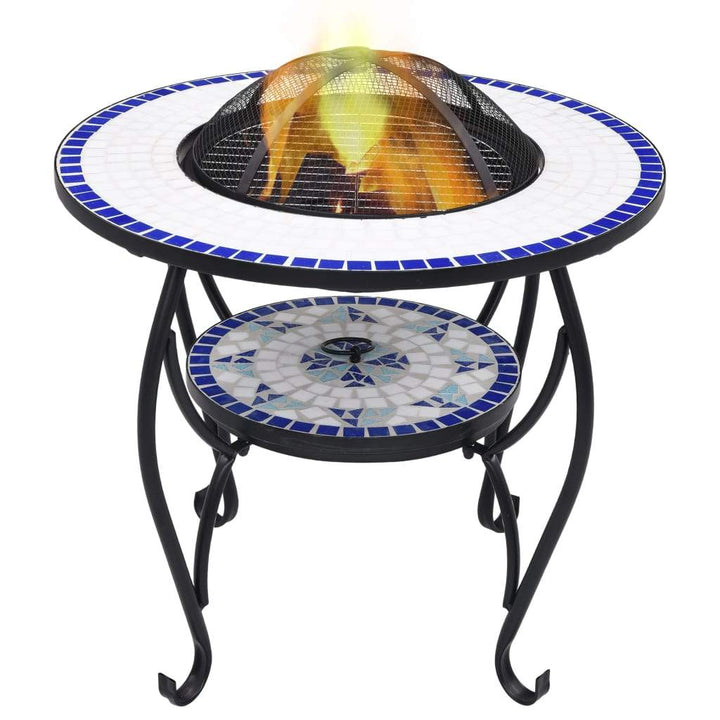 vidaXL Mosaic Fire Pit Table 26.8" Ceramic Fireplace Heater Multi Designs-3