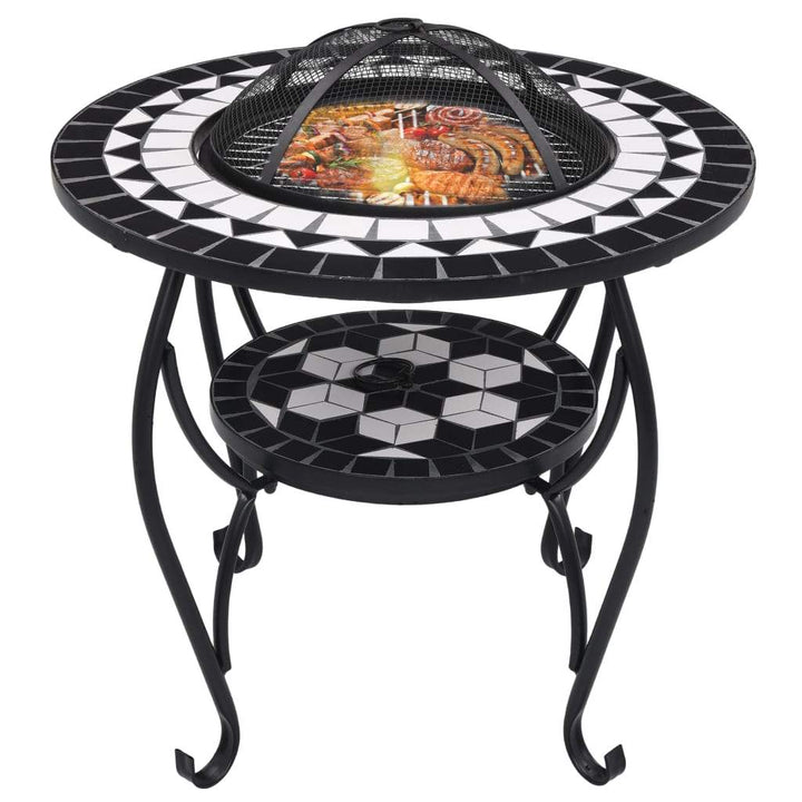 vidaXL Mosaic Fire Pit Table 26.8" Ceramic Fireplace Heater Multi Designs-8