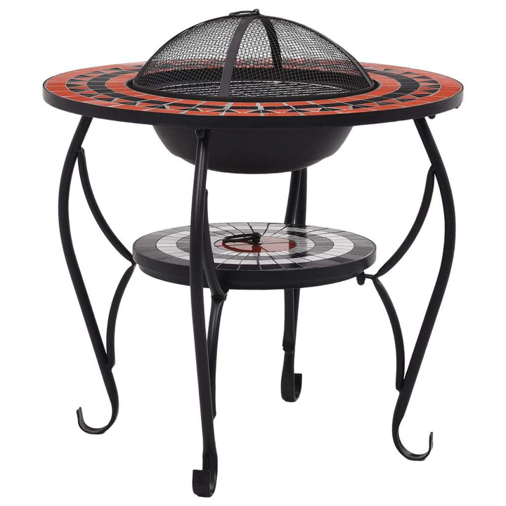 vidaXL Mosaic Fire Pit Table 26.8" Ceramic Fireplace Heater Multi Designs-10