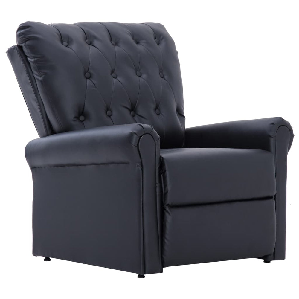 vidaXL Reclining Chair Black Faux Leather-1