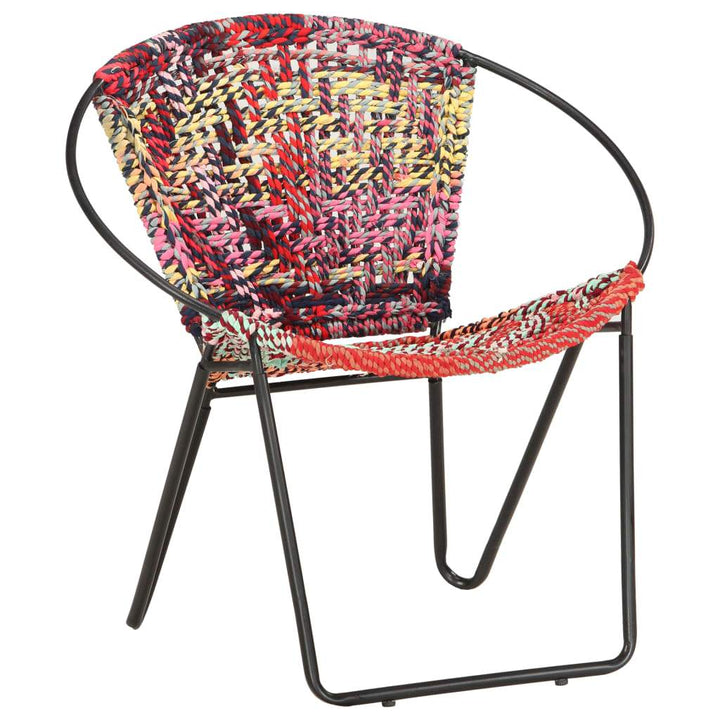 vidaXL Circle Chair Multicolors Chindi Fabric-0