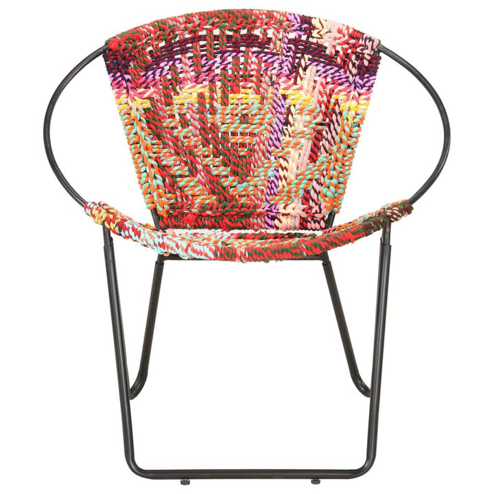 vidaXL Circle Chair Multicolors Chindi Fabric-1