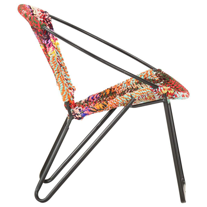 vidaXL Circle Chair Multicolors Chindi Fabric-2
