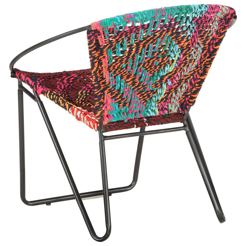 vidaXL Circle Chair Multicolors Chindi Fabric-3