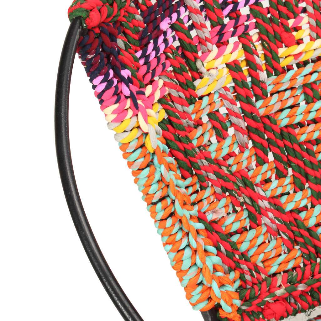 vidaXL Circle Chair Multicolors Chindi Fabric-4