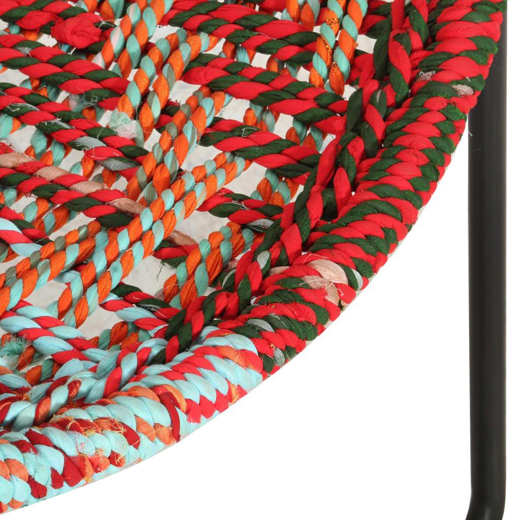 vidaXL Circle Chair Multicolors Chindi Fabric-5