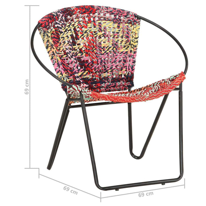 vidaXL Circle Chair Multicolors Chindi Fabric-6