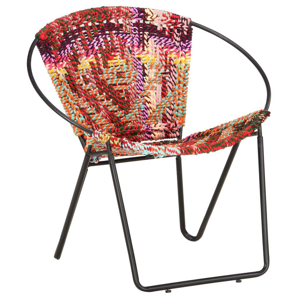 vidaXL Circle Chair Multicolors Chindi Fabric-7