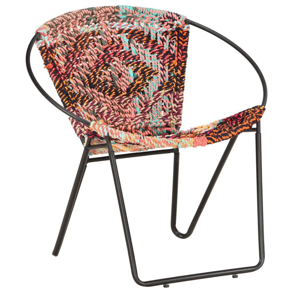 vidaXL Circle Chair Multicolors Chindi Fabric-8