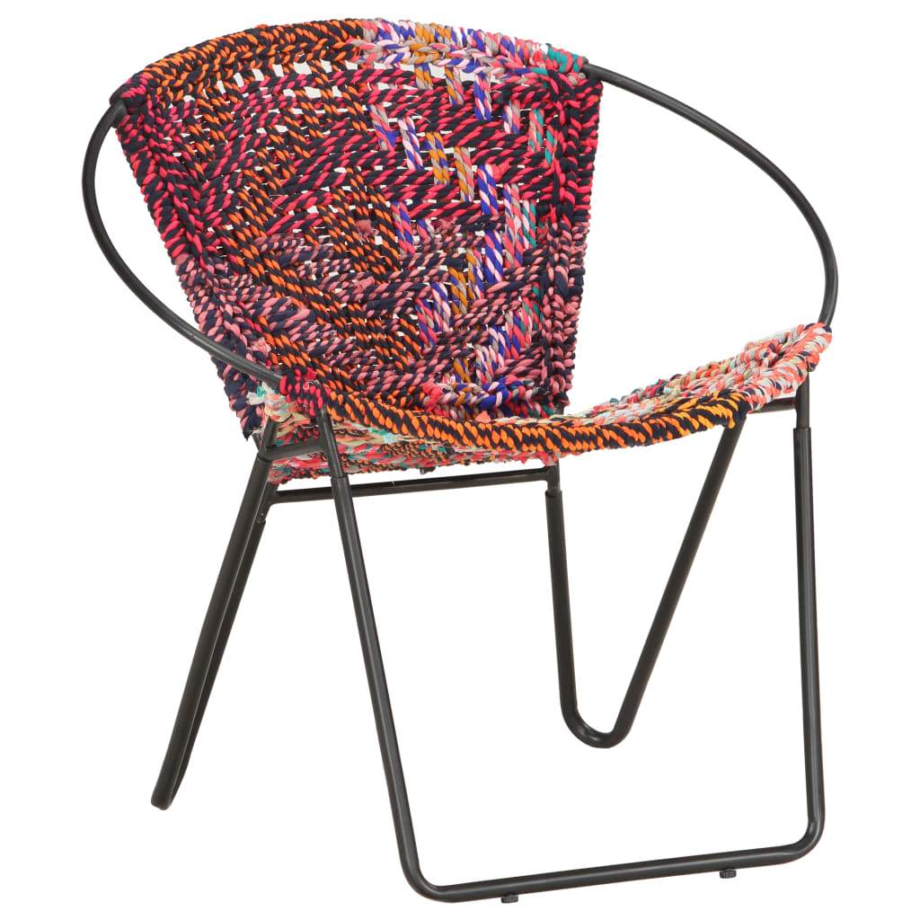 vidaXL Circle Chair Multicolors Chindi Fabric-9