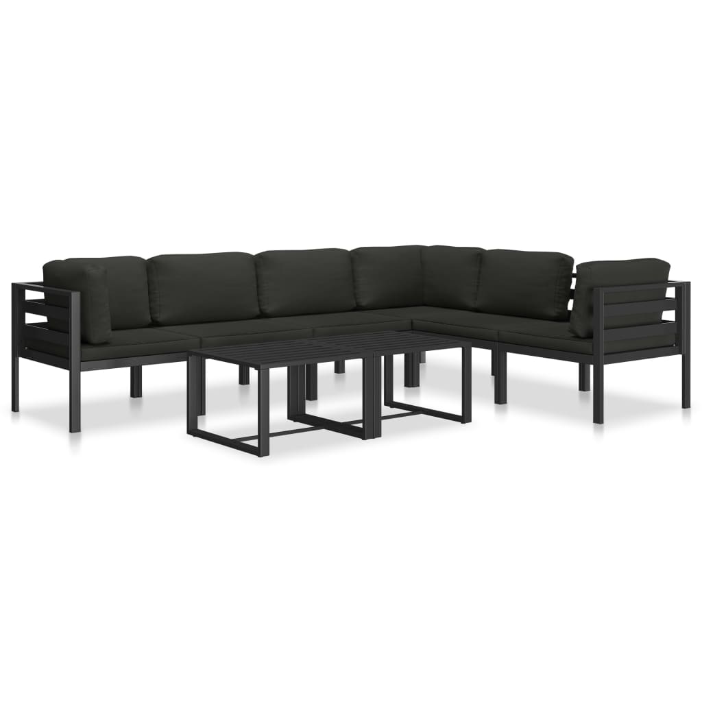 vidaXL Sectional Corner Sofa 1 pc with Cushions Aluminum Anthracite-6