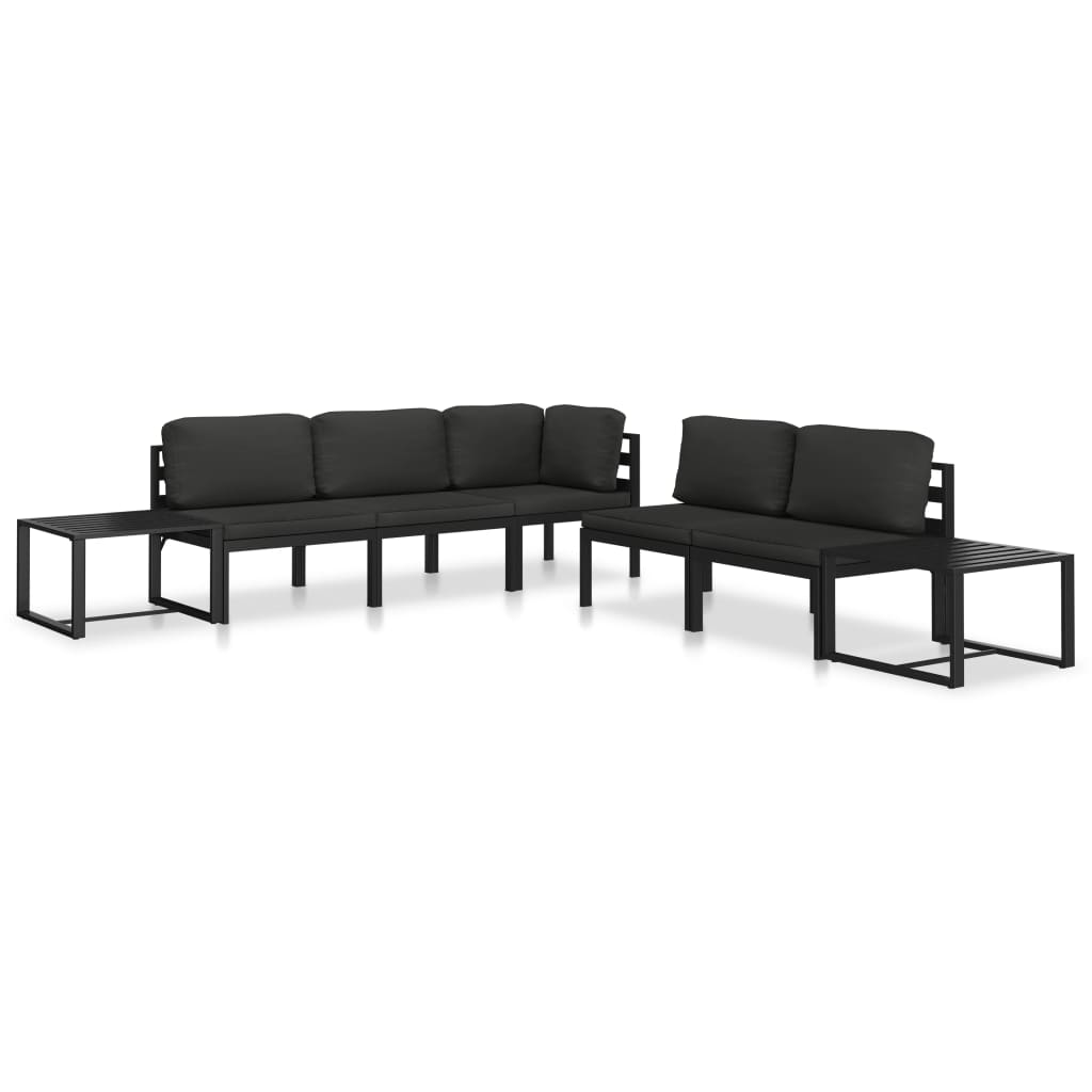 vidaXL Sectional Middle Sofa with Cushions Aluminum Anthracite-9