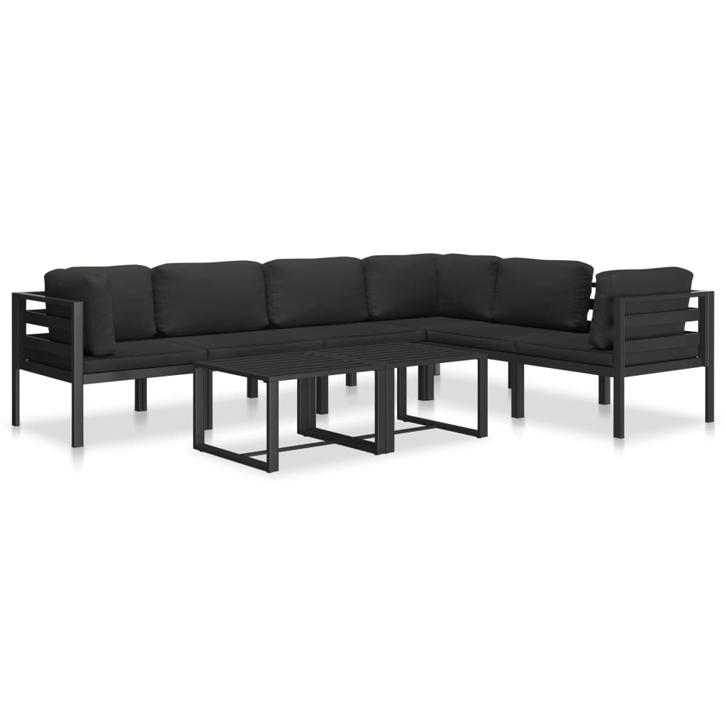 vidaXL Sectional Middle Sofa with Cushions Aluminum Anthracite-5