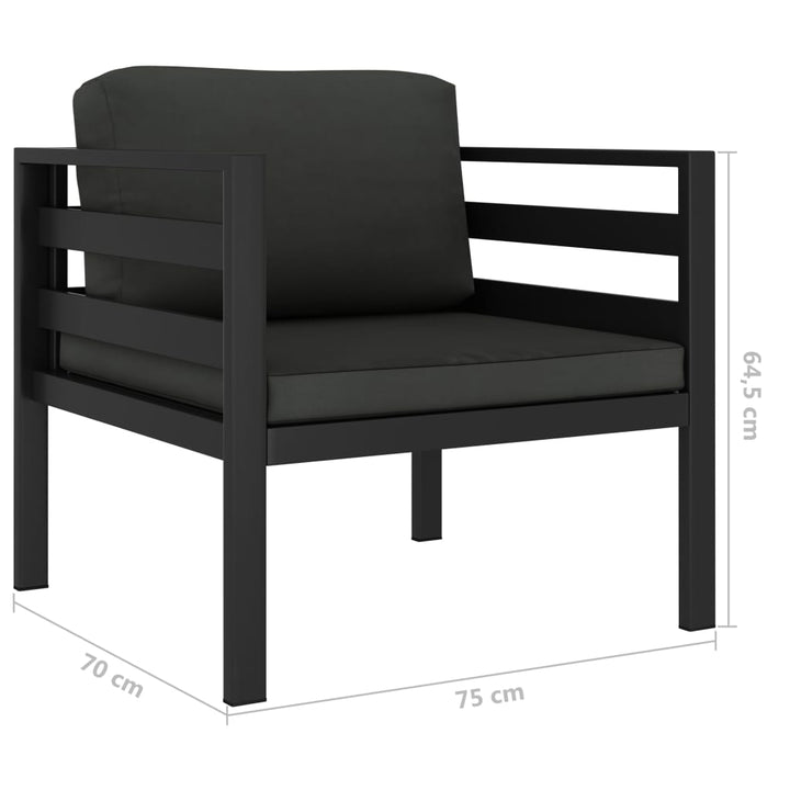 vidaXL Single Sofa with Cushions Aluminum Anthracite-4