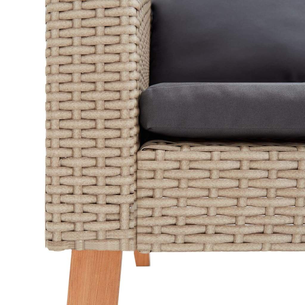 vidaXL Single Patio Sofa with Cushions Poly Rattan Beige-5