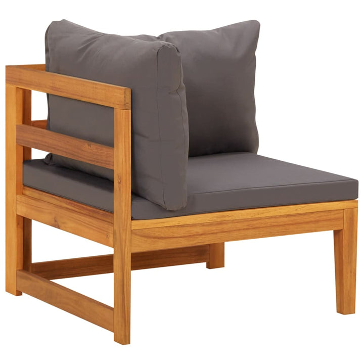 vidaXL Corner Sofa with Dark Gray Cushions Solid Acacia Wood-2