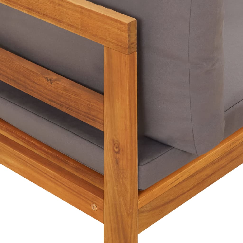vidaXL Corner Sofa with Dark Gray Cushions Solid Acacia Wood-5