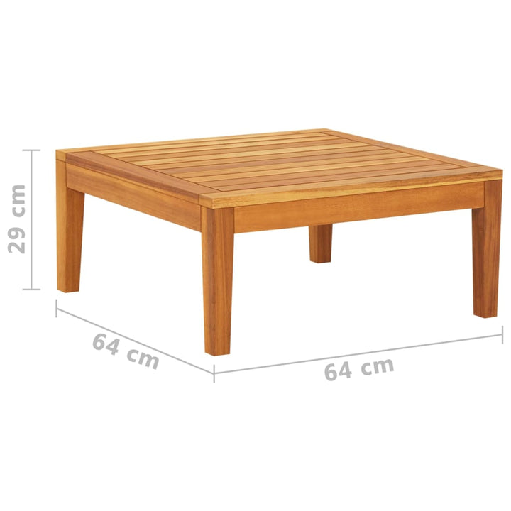 vidaXL Patio Table 25.2"x25.2"x11.4" Solid Acacia Wood-5