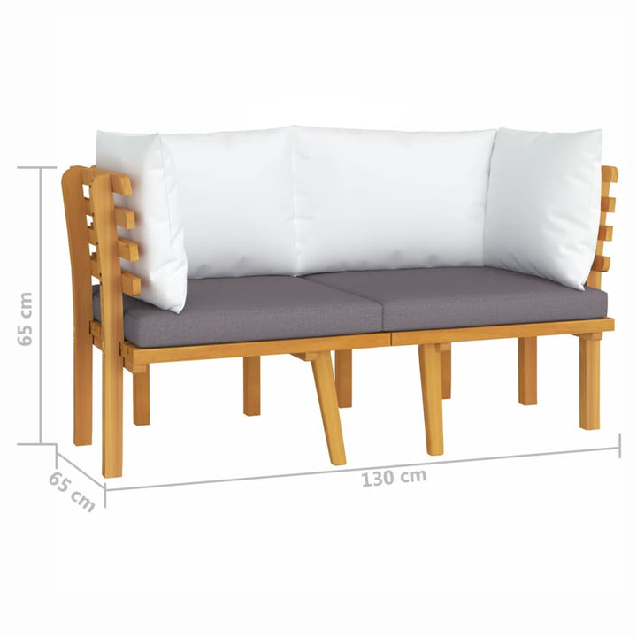 vidaXL 2-Seater Patio Sofa with Cushions Solid Acacia Wood-5