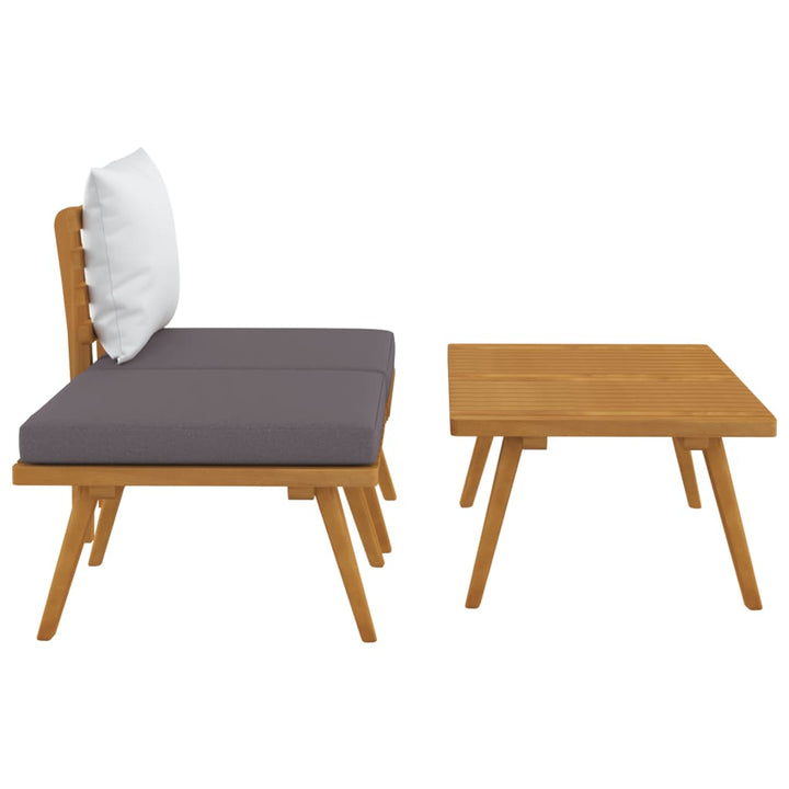vidaXL 3 Piece Patio Lounge Set with Cushions Solid Acacia Wood-2