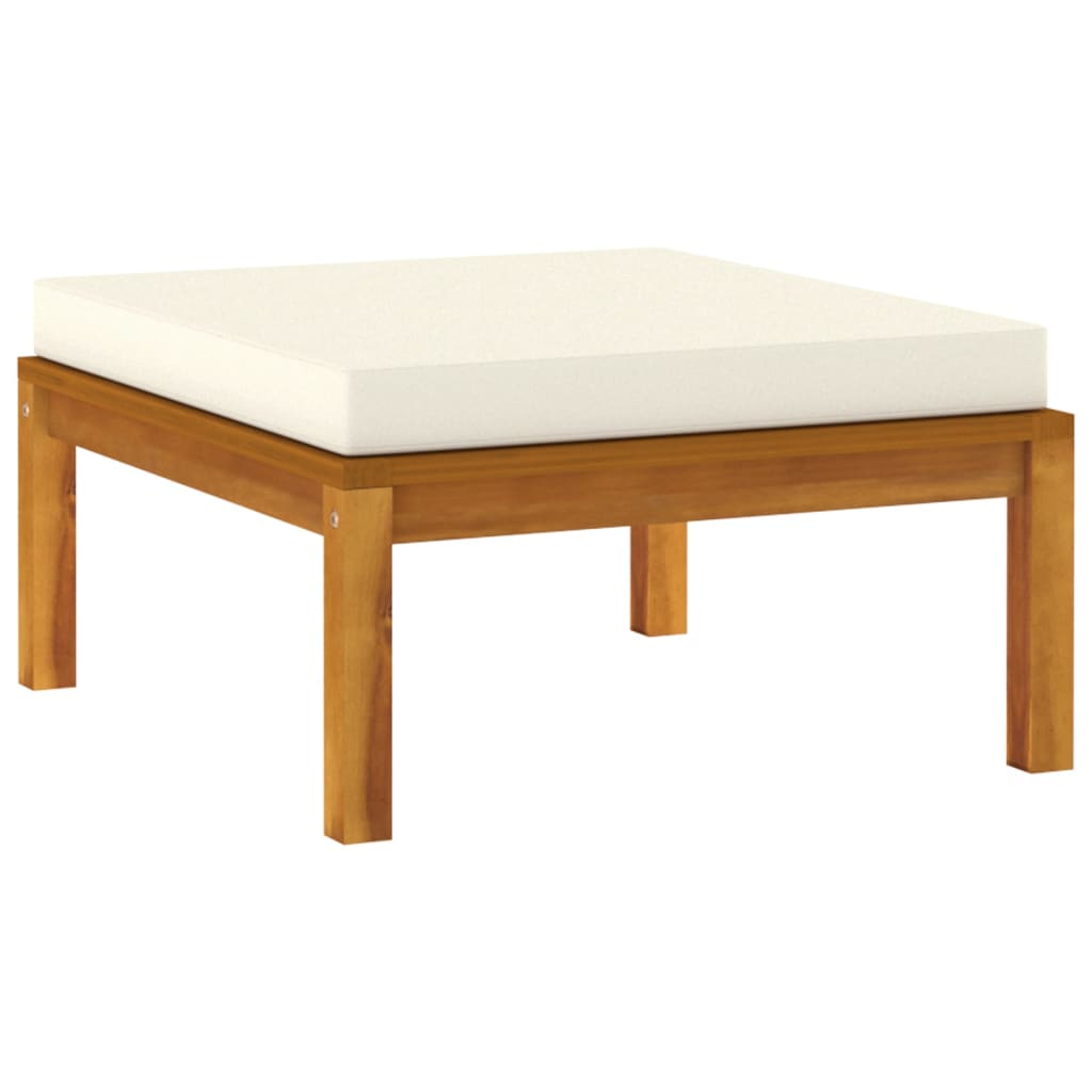 vidaXL 3 Piece Patio Lounge Set with Cream White Cushions Acacia Wood-7