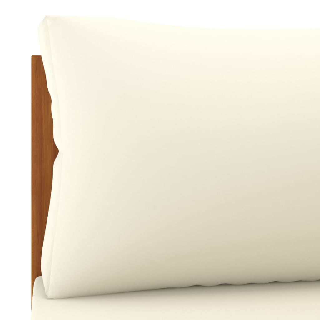 vidaXL 2 Piece Sofa Set with Cream White Cushions Solid Acacia Wood-10