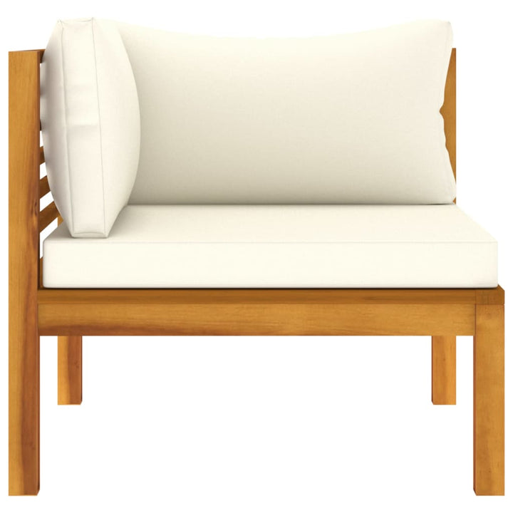 vidaXL 2 Piece Sofa Set with Cream White Cushions Solid Acacia Wood-5