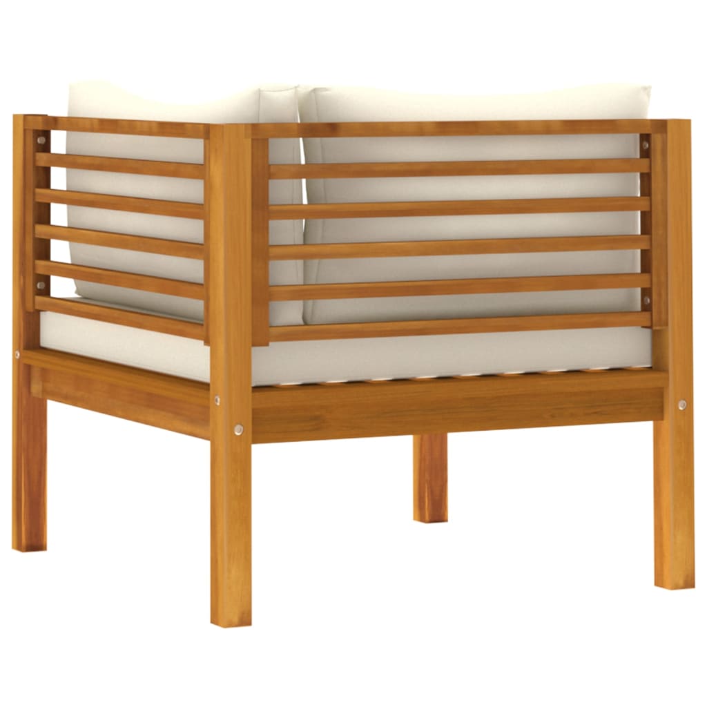vidaXL 2 Piece Sofa Set with Cream White Cushions Solid Acacia Wood-6