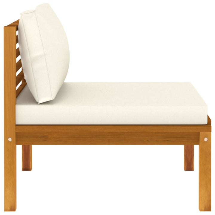 vidaXL 2 Piece Sofa Set with Cream White Cushions Solid Acacia Wood-8