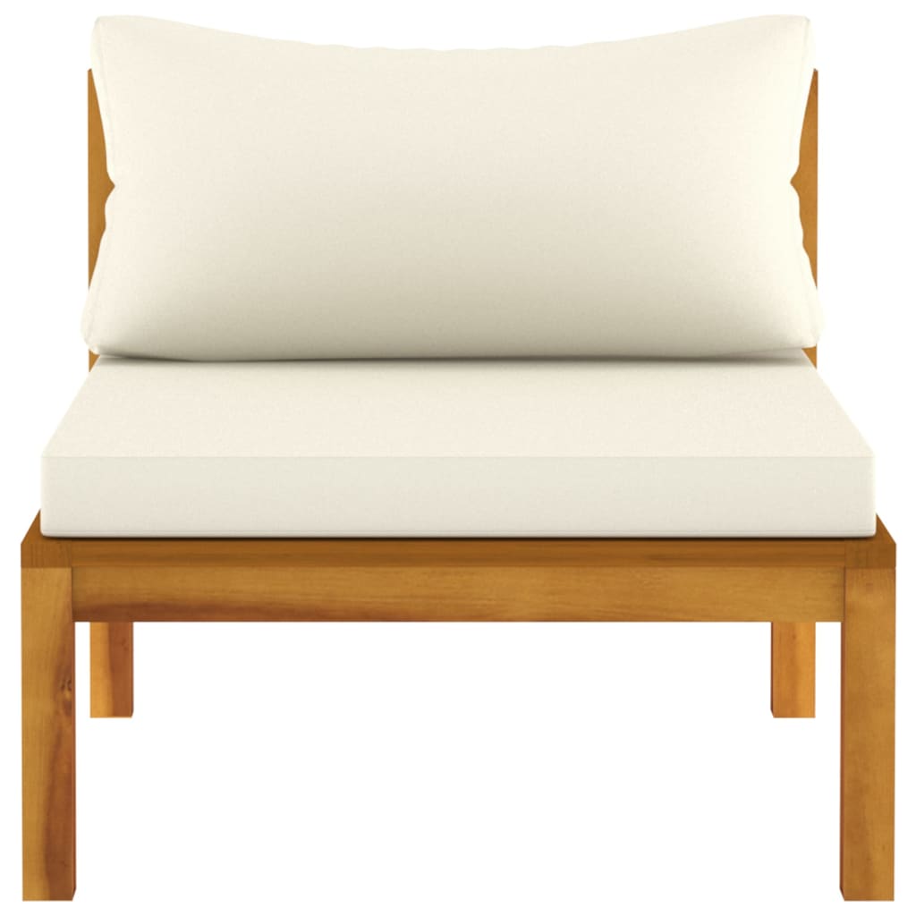 vidaXL 2 Piece Sofa Set with Cream White Cushions Solid Acacia Wood-9
