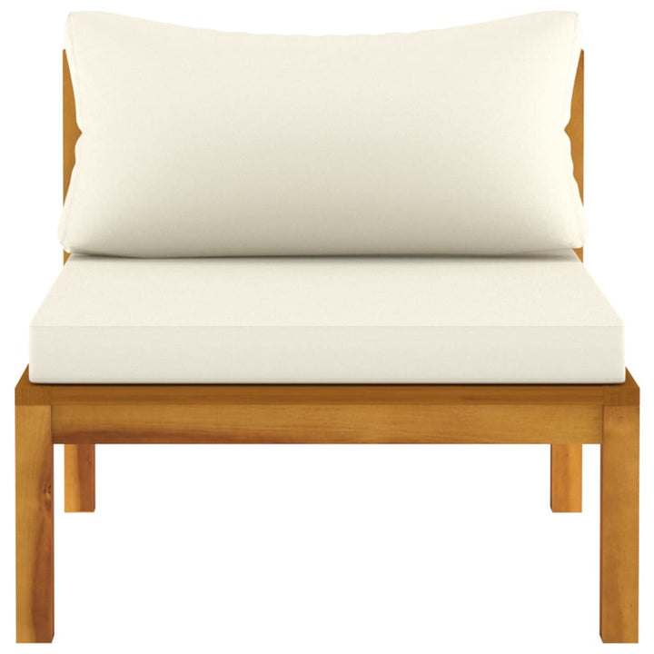 vidaXL 2 Piece Sofa Set with Cream White Cushions Solid Acacia Wood-9