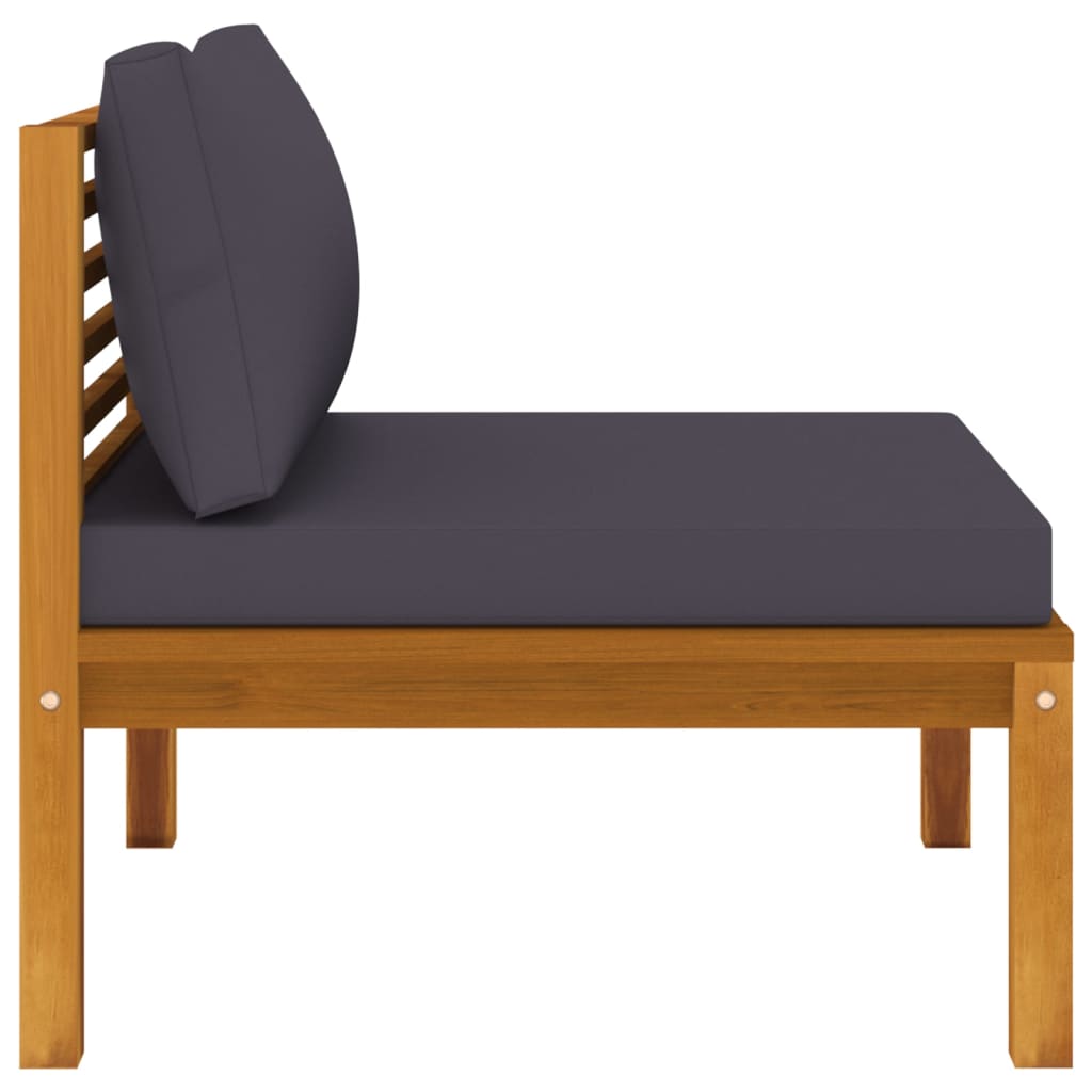 vidaXL 2 Piece Patio Sofa Set with Dark Gray Cushions Acacia Wood-5