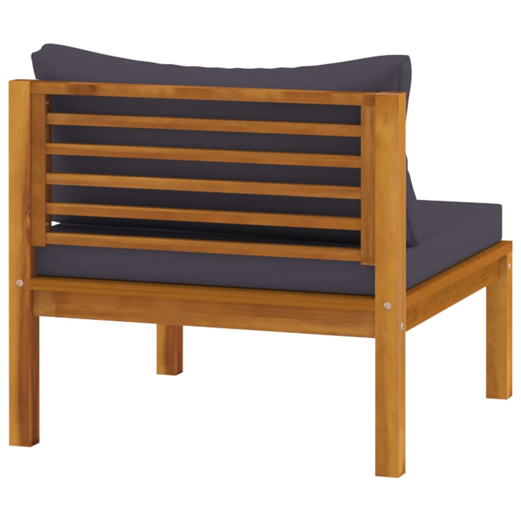 vidaXL 2 Piece Patio Sofa Set with Dark Gray Cushions Acacia Wood-6