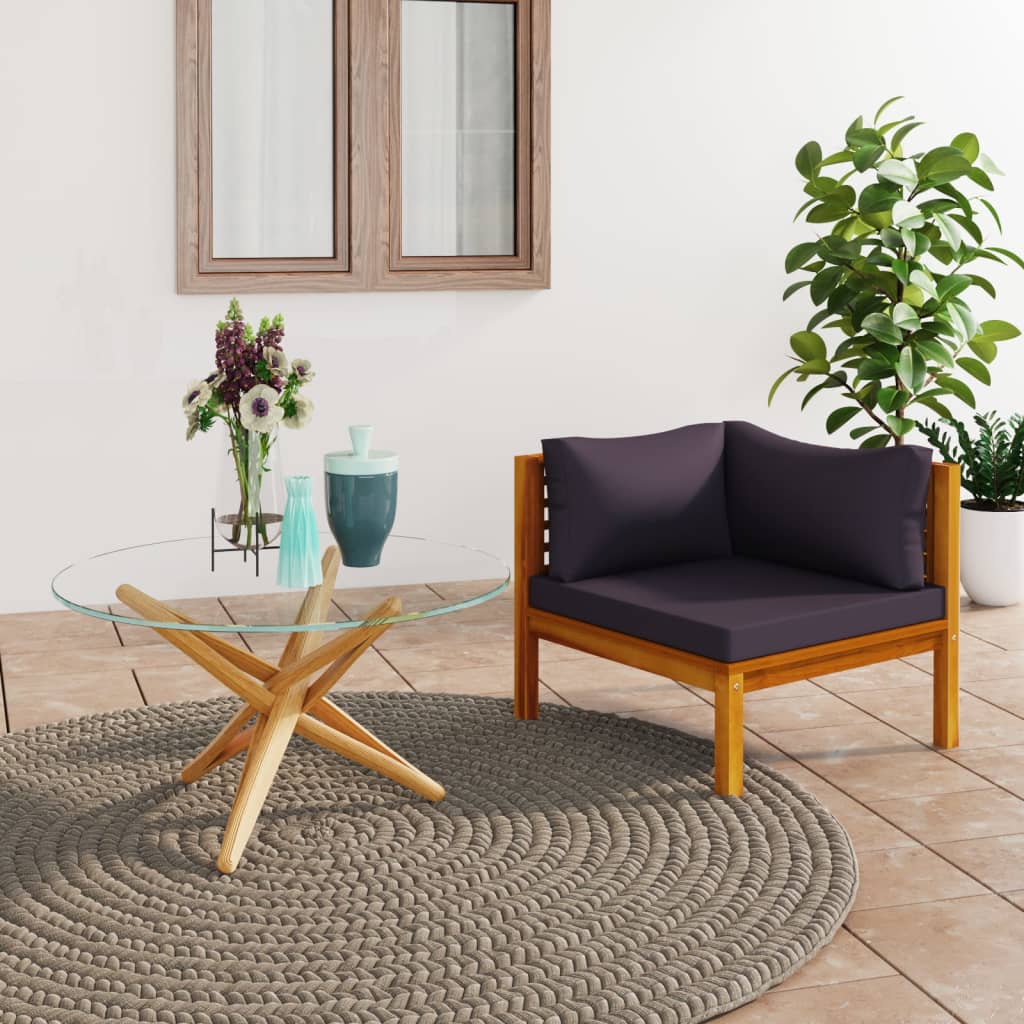 VidaXL Solid Acacia Wood Sectional Corner Sofa (Dark Gray)