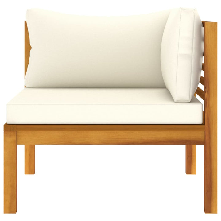 vidaXL Sectional Corner Sofa with Cream White Cushion Acacia Wood-3