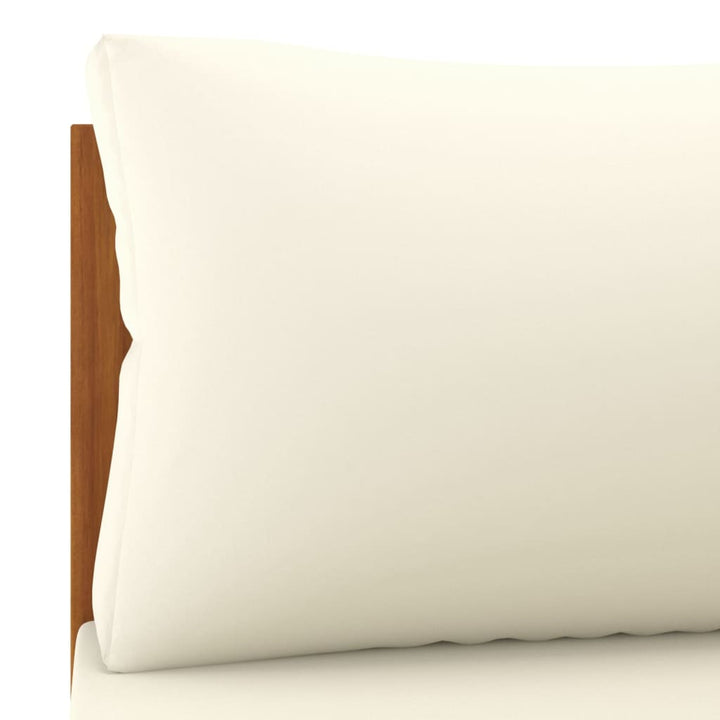 vidaXL Sectional Corner Sofa with Cream White Cushion Acacia Wood-5