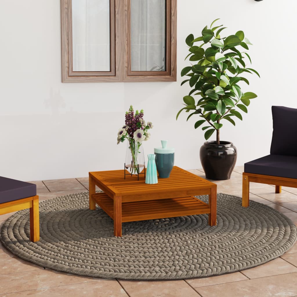 vidaXL Coffee Table 25.6"x25.6"x13.8" Solid Acacia Wood-0