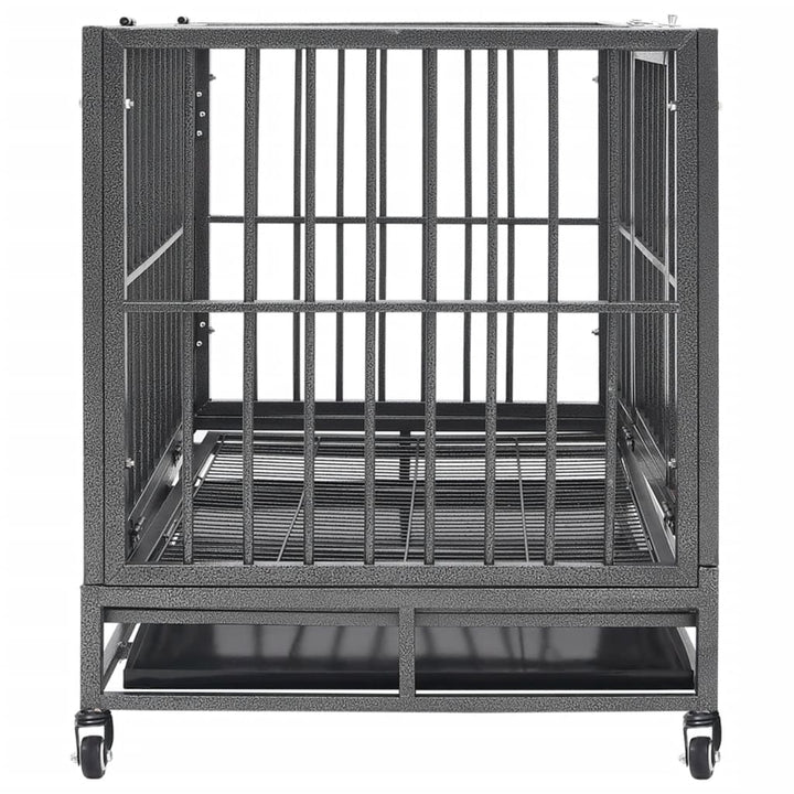 vidaXL Dog Cage with Wheels Steel Kennel 36.2"x24.4"x29.9"/40.2"x28.3"x33.5"-2