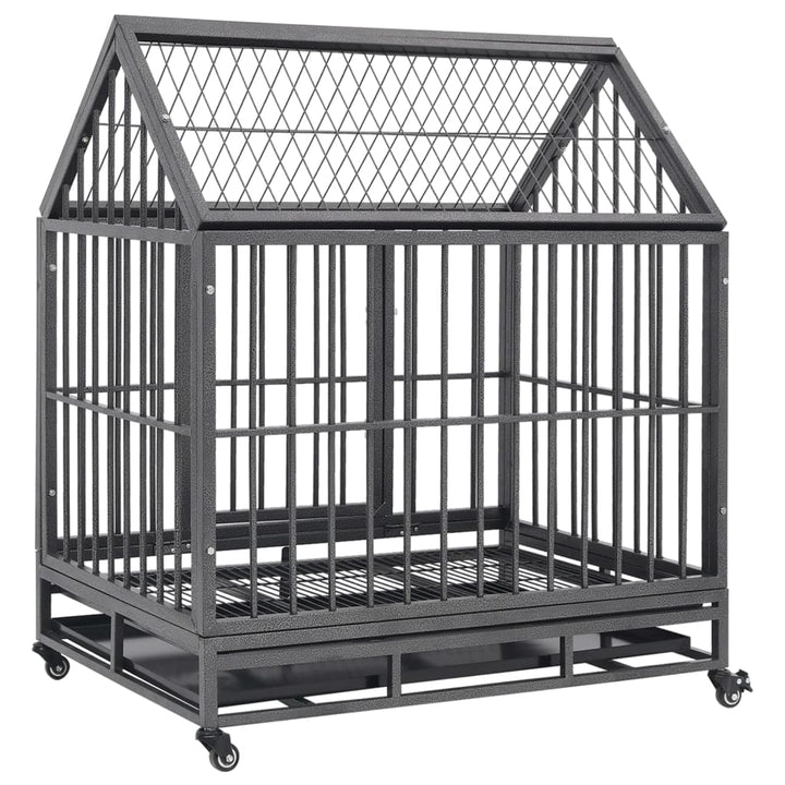 vidaXL Dog Cage with Wheels and Roof Steel 36.2"x24.4"x41.7"-6