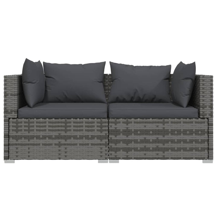 vidaXL 2-Seater Sofa with Cushions Gray Poly Rattan-2
