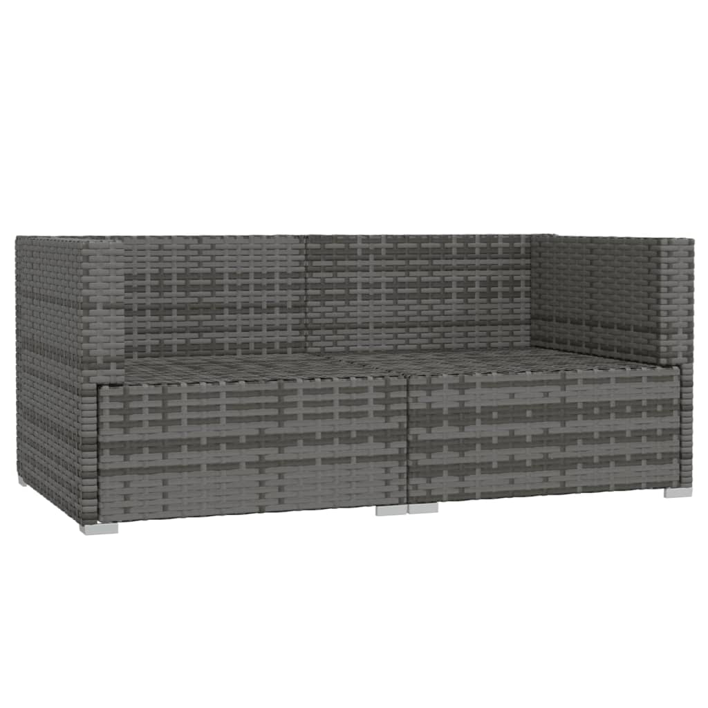 vidaXL 2-Seater Sofa with Cushions Gray Poly Rattan-3