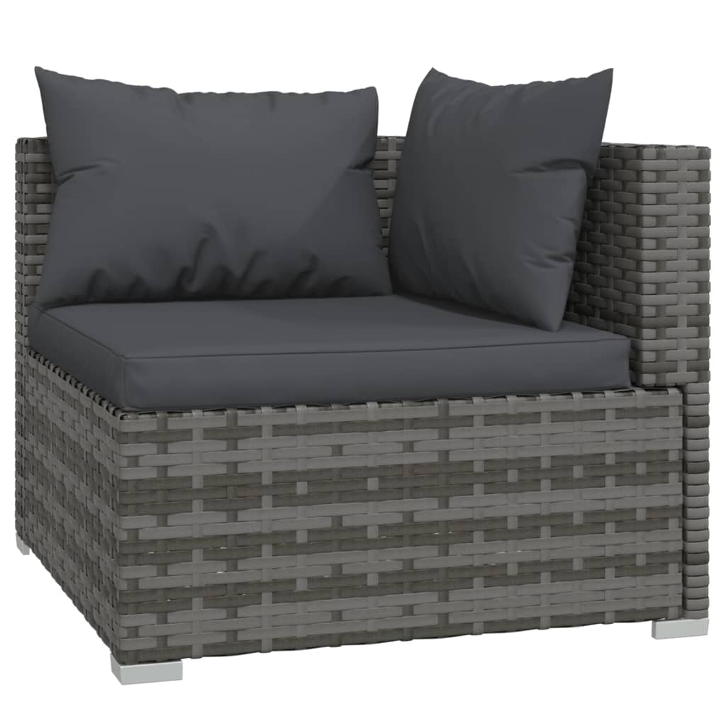vidaXL 2-Seater Sofa with Cushions Gray Poly Rattan-4