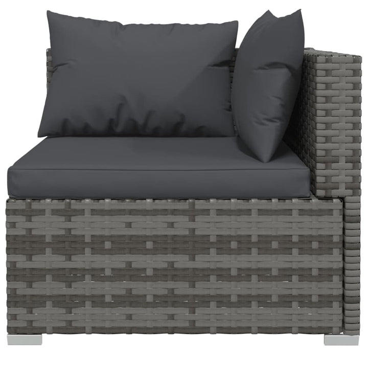 vidaXL 2-Seater Sofa with Cushions Gray Poly Rattan-5