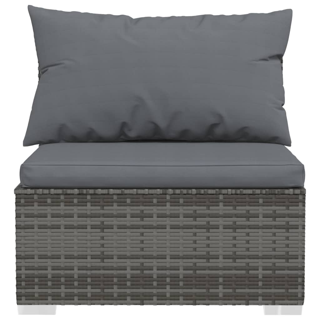 vidaXL 4 Piece Patio Lounge Set with Cushions Gray Poly Rattan-3